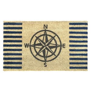 RugSmith Gray Machine Tufted Welcome Compass Doormat, 18"x30"