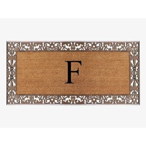 A1HC Natural Coir Monogrammed Door Mat For Front Door, 30"X60", Anti-Shed Treated Durable Doormat for Outdoor Entrance