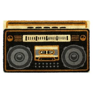 RugSmith Gray Machine Tufted Boombox Coir Doormat, 18" x 30" - 18" x 30"