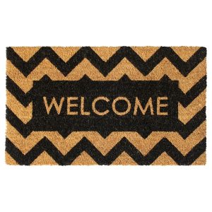 RugSmith Black Machine Tufted Herringbone Welcome Doormat, 18"x30"