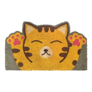 RugSmith Happy Cat Doormat - 18"x30", Indoor/Outdoor Mat, Cute Pet-Themed Doormat, Multi Machine Tuffed